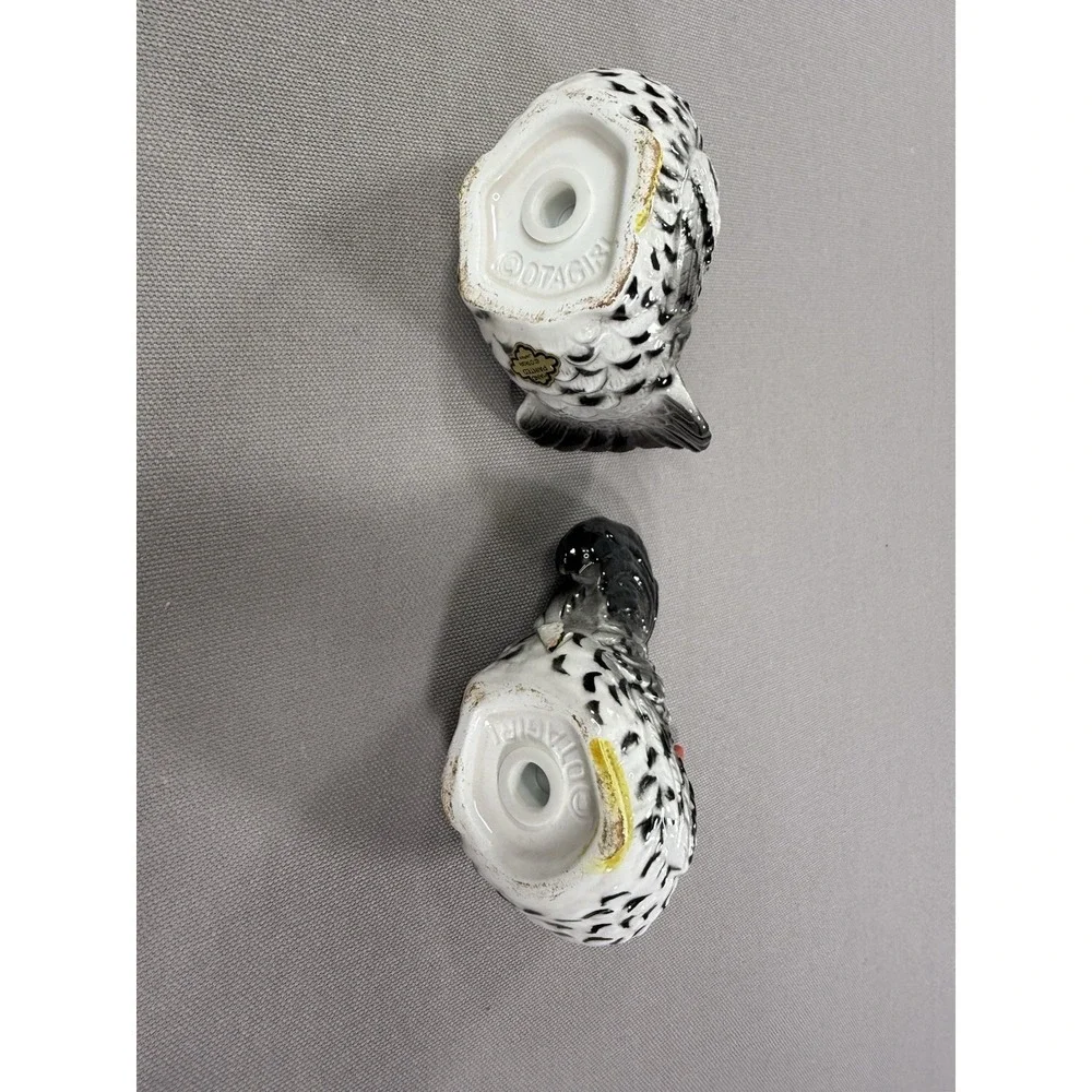 Vintage Otagiri Japan Cat  Salt and Pepper Shaker Handcrafted White/Blue